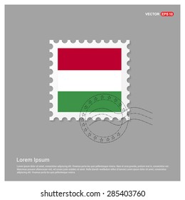 Hungary Flag Postage Stamp on white background. Vector illustration.