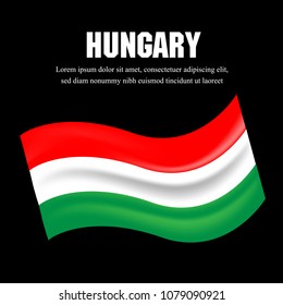 Hungary flag. A series of flags of the world. Black background