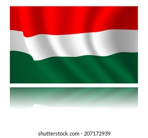 Hungary flag with shadow in the wind illustration