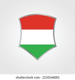 Ungarische Flagge mit Schildrahmen. Nationalflagge