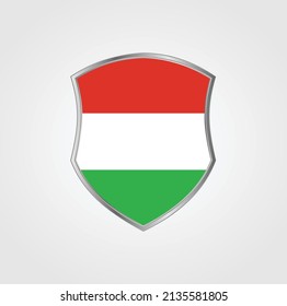 Hungary Flag with Shield Frame. National Flag