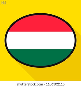 Burbuja del discurso de la bandera húngara, señal de comunicación de medios sociales, icono del óvalo de negocios de piso.