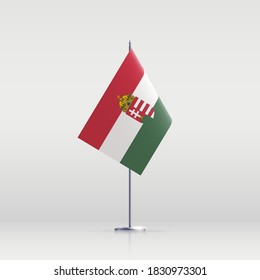 Hungary flag state symbol isolated on background national banner. Greeting card National Independence Day of the Republic of Hungary. Illustration banner with realistic state flag.