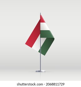 Hungary flag state symbol isolated on background national banner. Greeting card National Independence Day of the Republic of Hungary. Illustration banner with realistic state flag.