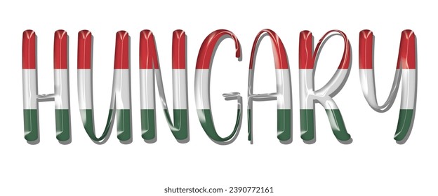 UNGARN-Flag-Schriftart, 3D-UNGARN-Flagge, bunter Hintergrund, UNGARN-Flagge, Vektorgrafik