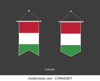 Hungary flag in various shape, Soccer Flag Pennant Vector ,Vector illustration.