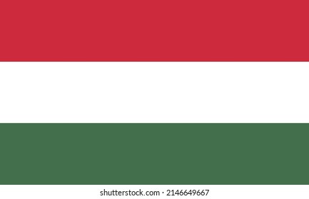 Hungary flag vector. French Raspberry, White, and Amazon