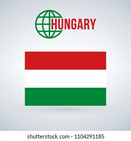 Hungary Flag vector illustration isolated on modern background with shadow.