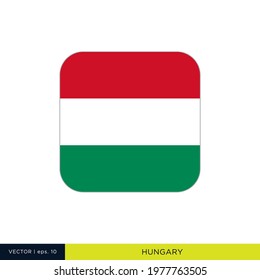 Hungary Flag Vector Stock Illustration Design Template. Rounded Square Shape.