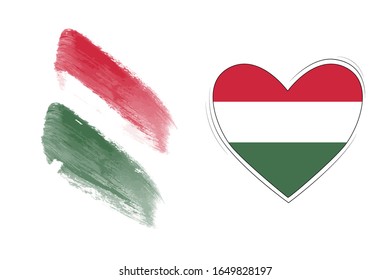 
Hungary flag in watercolor style and heart in the colors of the Hungarian flag