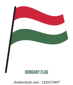 Hungary Flag Waving Vector Illustration on White Background. Hungary National Flag.