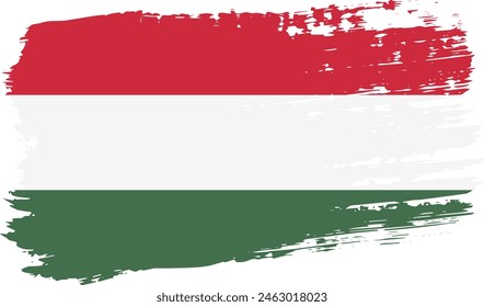 Hungary flag, wide brush stroke on transparent background, vector.