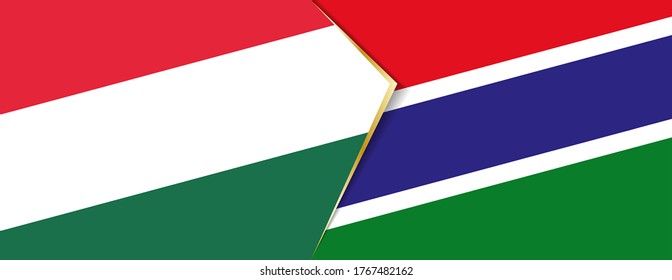 Hungary and Gambia flags, two vector flags symbol of relationship or confrontation.