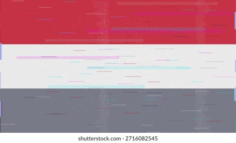 Vector Video de bandera de falla de Hungría, distorsión dividida RGB, ilustración digital abstracta del marco