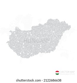 Hungary grey map isolated on white background with abstract mesh line and point scales. Vector illustration eps 10