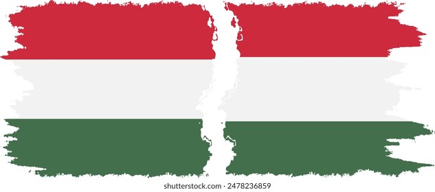 Hungría y Hungría grunge banderas conexión, Vector