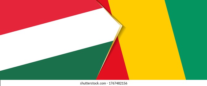 Hungary and Guinea flags, two vector flags symbol of relationship or confrontation.