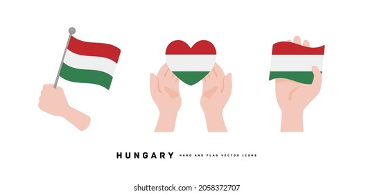 [hungary] Hand and national flag icon vector illustration