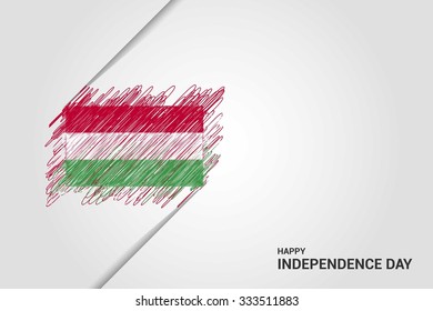 Hungary Happy independence day scribble flag. Hand drawn Country flag on Gray crumbled paper. vintage background wallpaper vector illustration.