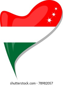 Hungary in heart. Icon of Hungary national flag. vector