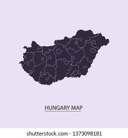 Hungary - High detailed map violet outline map with caption on violet background.Abstract design vector illustration eps 10.