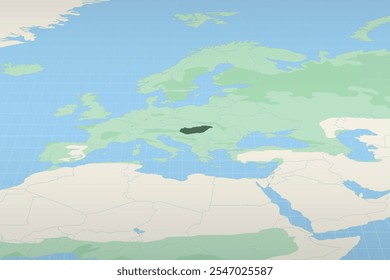 Hungary highlighted on a detailed map, geographic location of Hungary. Vector Map.
