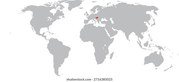 Hungría destacada en el diseño del Vector del mapa mundial