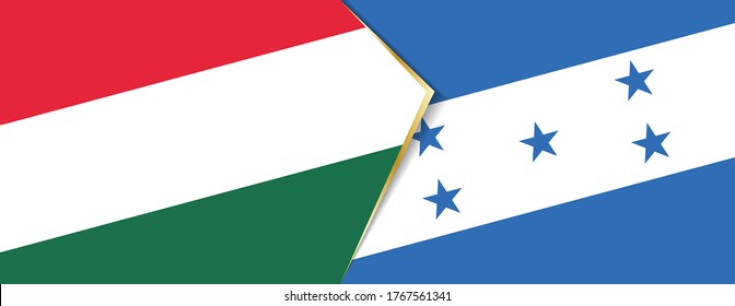 Hungary and Honduras flags, two vector flags symbol of relationship or confrontation.