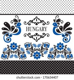 Hungary hungarian traditional folk pattern bird background vector illustration