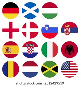 Hungary Hungarian Waving Circular Circle Euros Flag Icon Logo Vector EPS PNG Transparent No Background Clip Art 