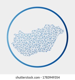 Hungary icon. Network map of the country. Round Hungary sign with gradient ring. Technology, internet, network, telecommunication concept. Vector illustration.