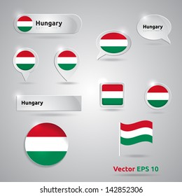Hungary icon set of flags | green white blue template | Hungary