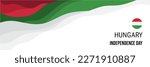 Hungary independence day or national day banner vector design. Abstract background with wave and geometric in retro style.  Hungary national flag. March 15th.