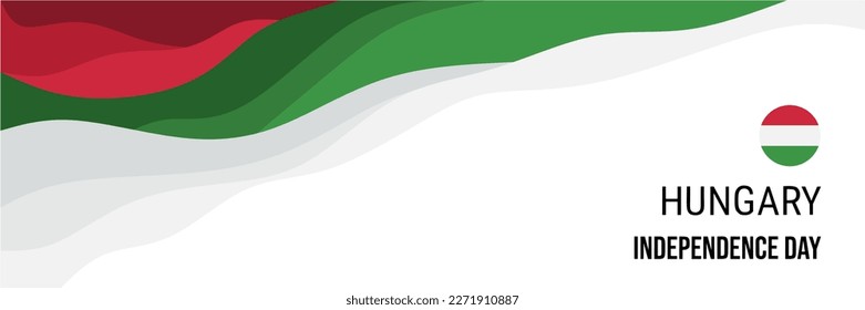 Hungary independence day or national day banner vector design. Abstract background with wave and geometric in retro style.  Hungary national flag. March 15th.