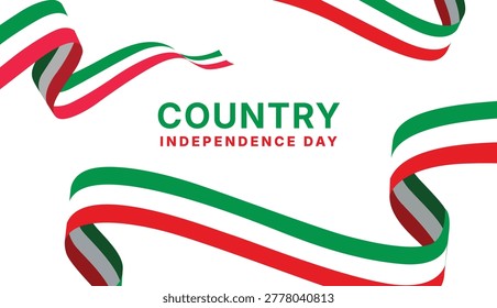 Hungary Independence Day Ribbon Background with Red White Green Wavy Banner Design