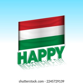 Día de la Independencia de Hungría. Simple bandera de Hungría y cartel en el cielo. 3 quinquies plantilla de letras. Mensaje de diseño de día especial listo.