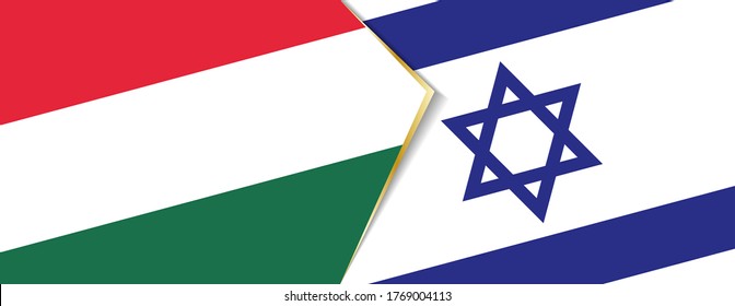 Ungarn und Israel Flaggen, zwei Vektorflaggen Symbol für Beziehung oder Konfrontation.