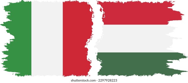 Hungary and Italy grunge flags connection, vector