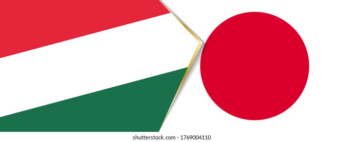 Hungary and Japan flags, two vector flags symbol of relationship or confrontation.