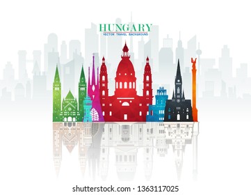 Hungary Landmark Global Travel And Journey paper background. Vector Design Template.used for your advertisement, book, banner, template, travel business or presentation.