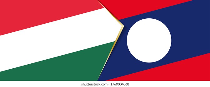Hungary and Laos flags, two vector flags symbol of relationship or confrontation.