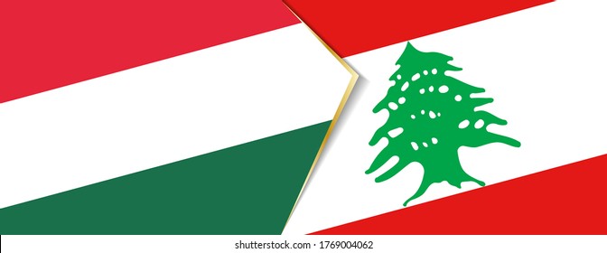 Hungary and Lebanon flags, two vector flags symbol of relationship or confrontation.
