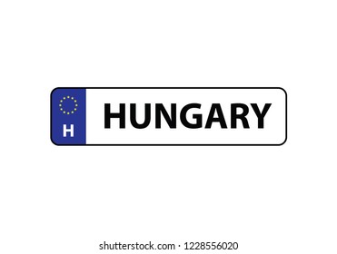 Hungary License Plate Car Automobile European Union Banner