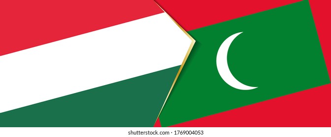 Hungary and Maldives flags, two vector flags symbol of relationship or confrontation.