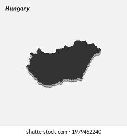 Hungary map 3d silhouette. Vector illustration.