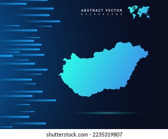 Mapa de Hungría con tecnología de fondo azul abstracto.