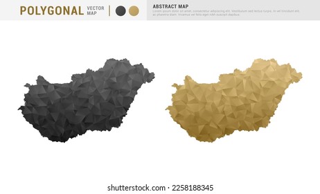 Hungary map of abstract gold and black vector polygon set couple.
