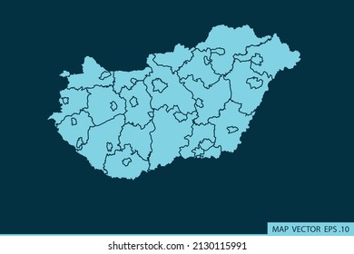 Hungary map ,Abstract mash line and point scales on dark background for your web site design map logo, app, ui ,Travel. Vector illustration eps 10.
