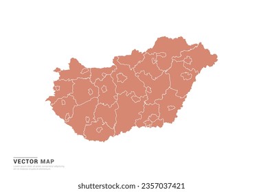 Hungary Map - abstract style orange isolated on white background for design vector.