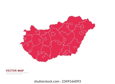 Mapa de Hungría - estilo abstracto rojo aislado en fondo blanco para infografía, vector de diseño.